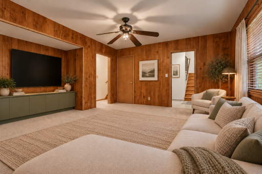 Family Room in the main level - virtually stage