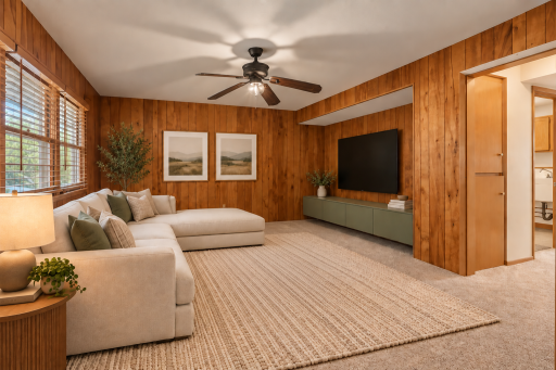 Another view of the family room - virtually staged