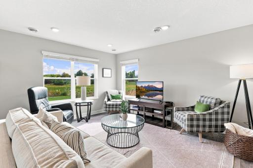 Spacious living room overlooking the wetlands