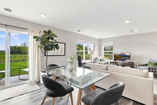 Spacious living room overlooking the wetlands