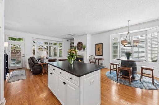 Kitchen, family room, dining area