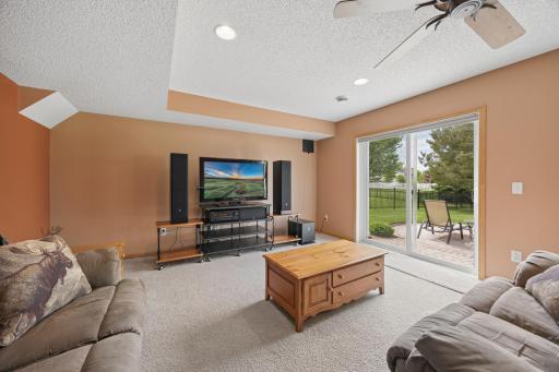Relax and entertain in the finished lower level featuring beautiful views of the backyard and park beyond. Walk out to a custom paver patio, with space for an entertainment center, gaming table, and plenty of storage.