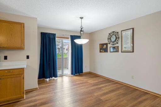 Dining room and sliding glass door leading out to the private patio