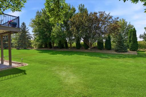 Level spacious walkout backyard is perfect space for kids and pets to roam