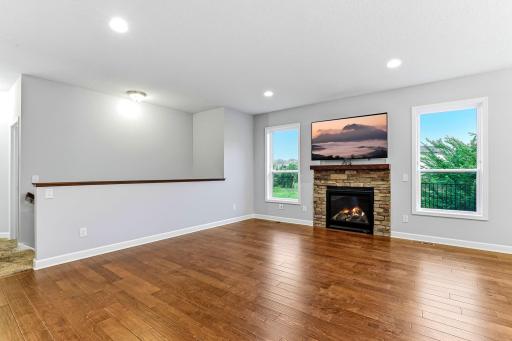 Clean, modern recessed lighting brightens the space with even, unobtrusive illumination.