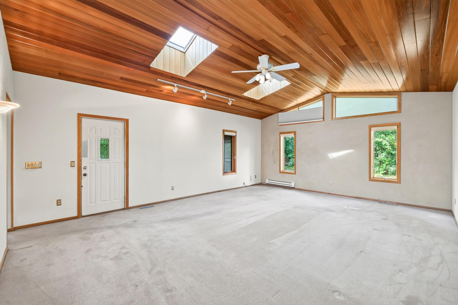 Large family room with access to side porch