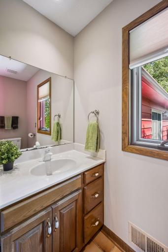 A handy main floor powder room is just off of the mudroom.