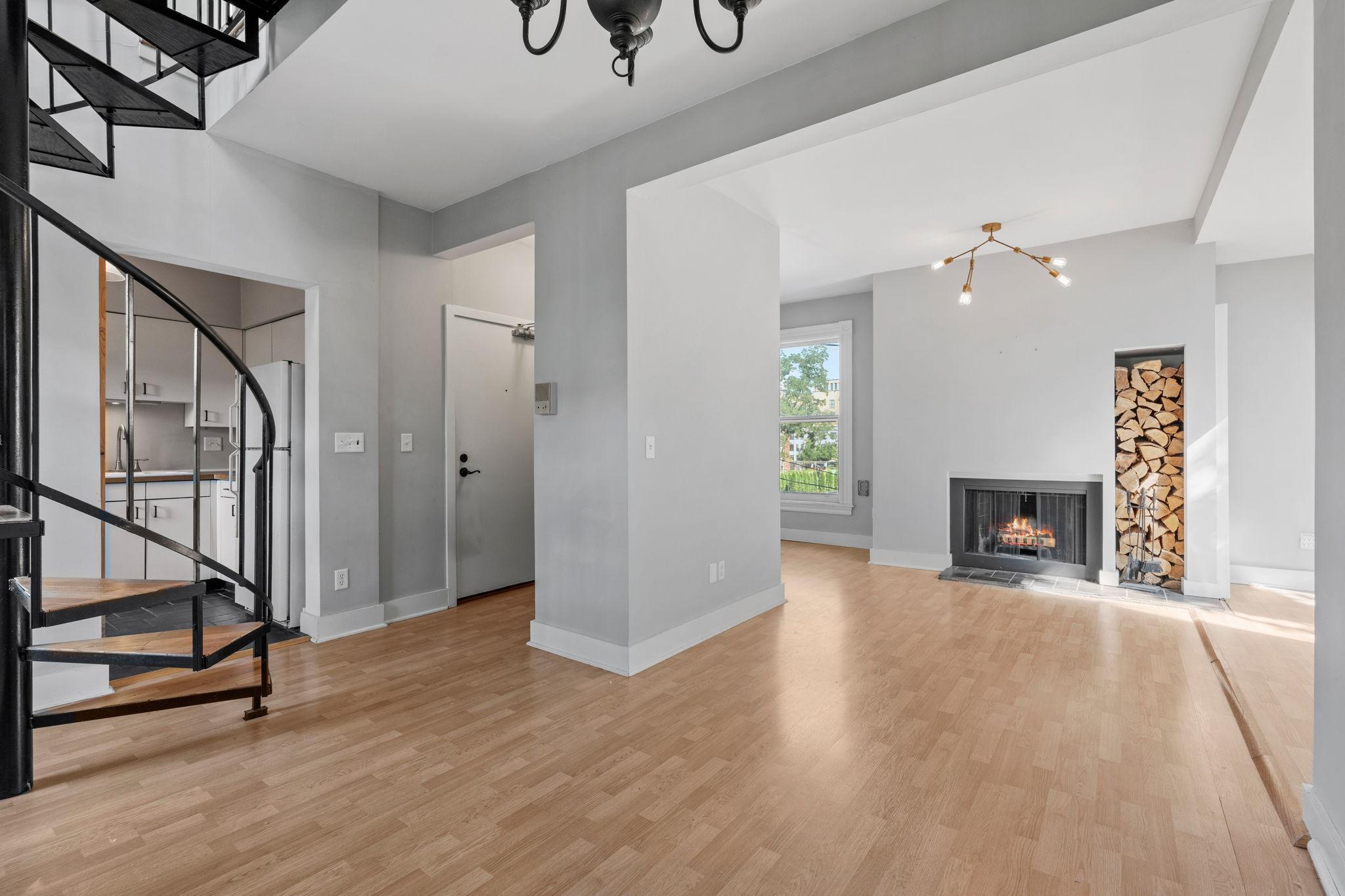 Main Floor View Fireplace is Virtually Staged