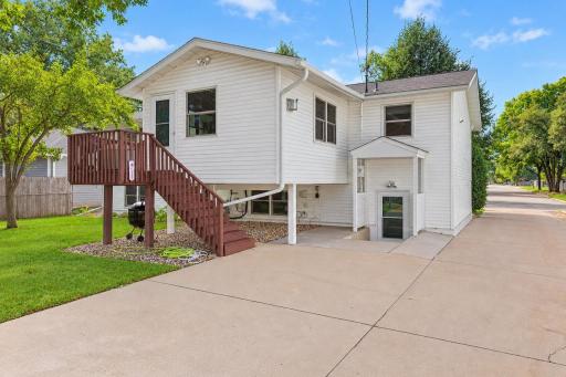 Long concrete driveway provides plenty of off-street parking.