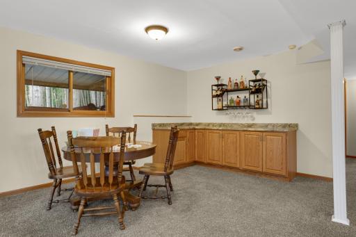 Lower level family room with built-in bar