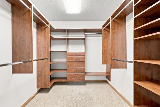 This walk-in closet delivers the kind of organized storage that makes a noticeable difference every day.