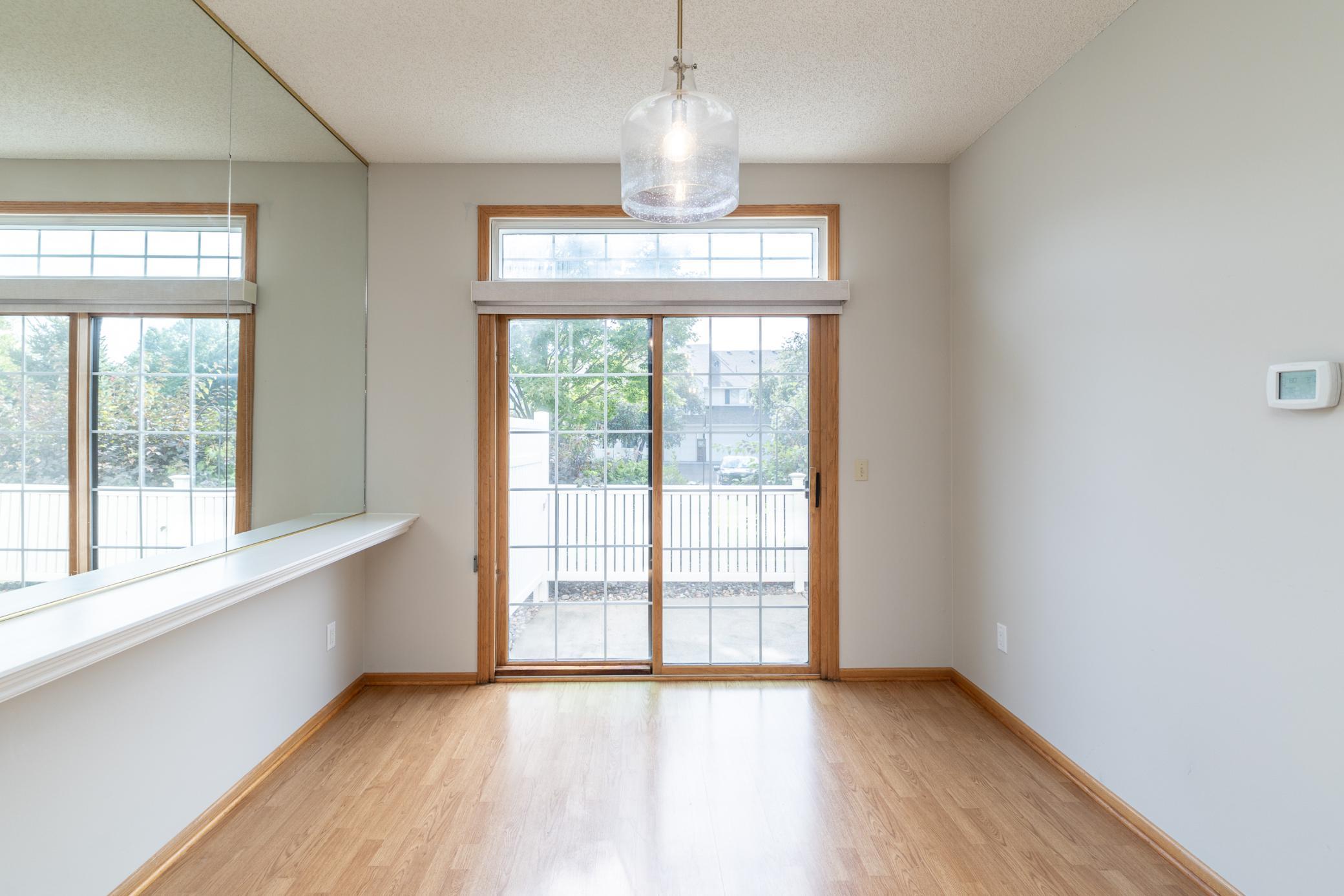 Dining room with sliding door to west facing patio