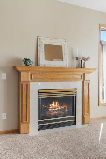 Cozy gas fireplace has just been updated.