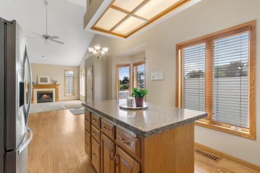 Electric strip in center island for convenience.