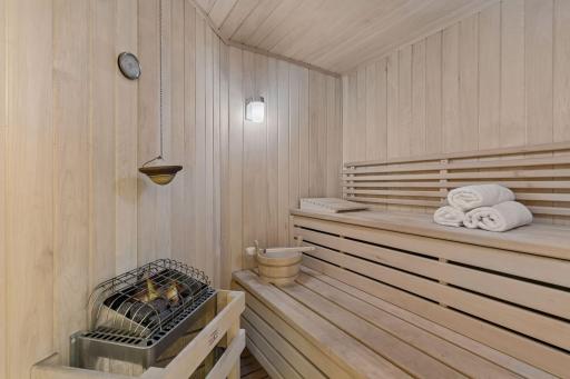 This Sauna offers a lovely retreat - a great place to unwind after the workday or recover after a workout!