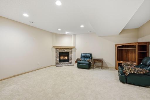 Lower level family/media room with gas fireplace