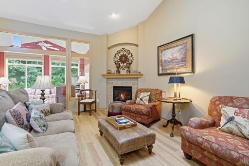 Formal living area with gas fireplace