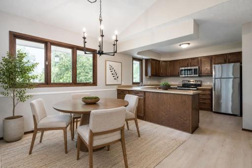 Dining room and Kitchen virtually staged