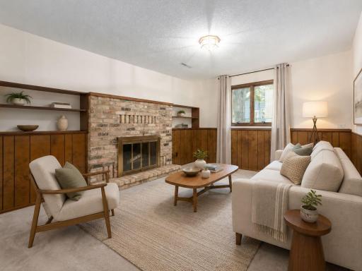 Lower level family room virtually staged
