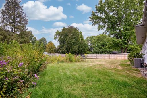 Completely fenced private back yard