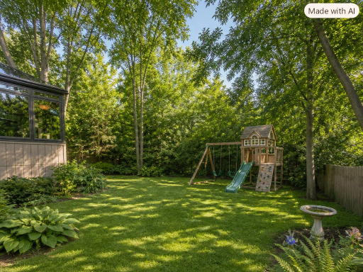 This is an AI generated image showing how you could remove the garden to create a larger grass backyard