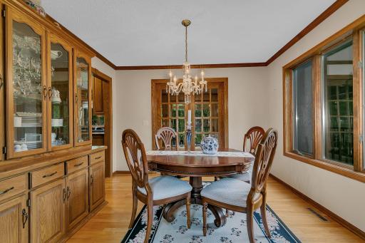 dining room which overlooks the pond