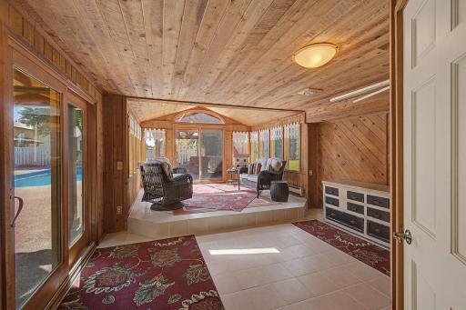 Hallway to pool with walk in storage closet