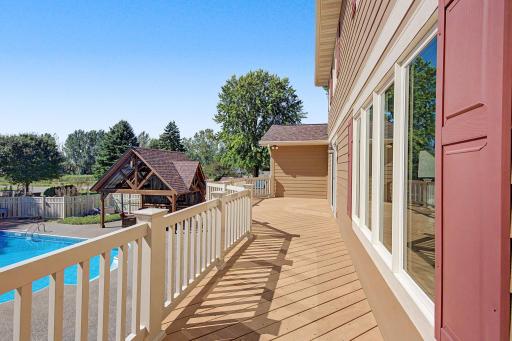 Back deck overlooking pool and grounds