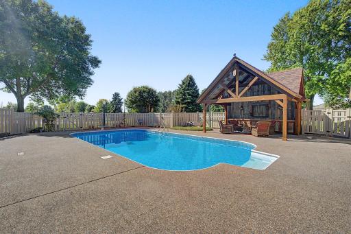 View of pool and pool sitting area