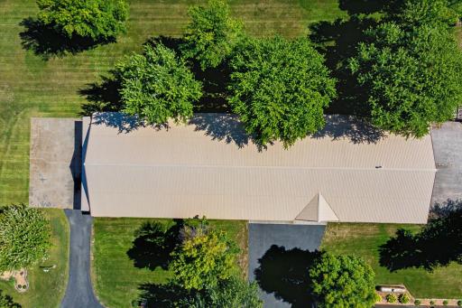 Ariel of roof line of Massive shed/shop