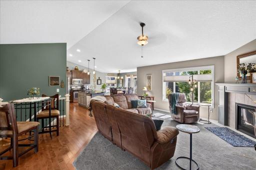Natural Light Connects the Living Room and Kitchen