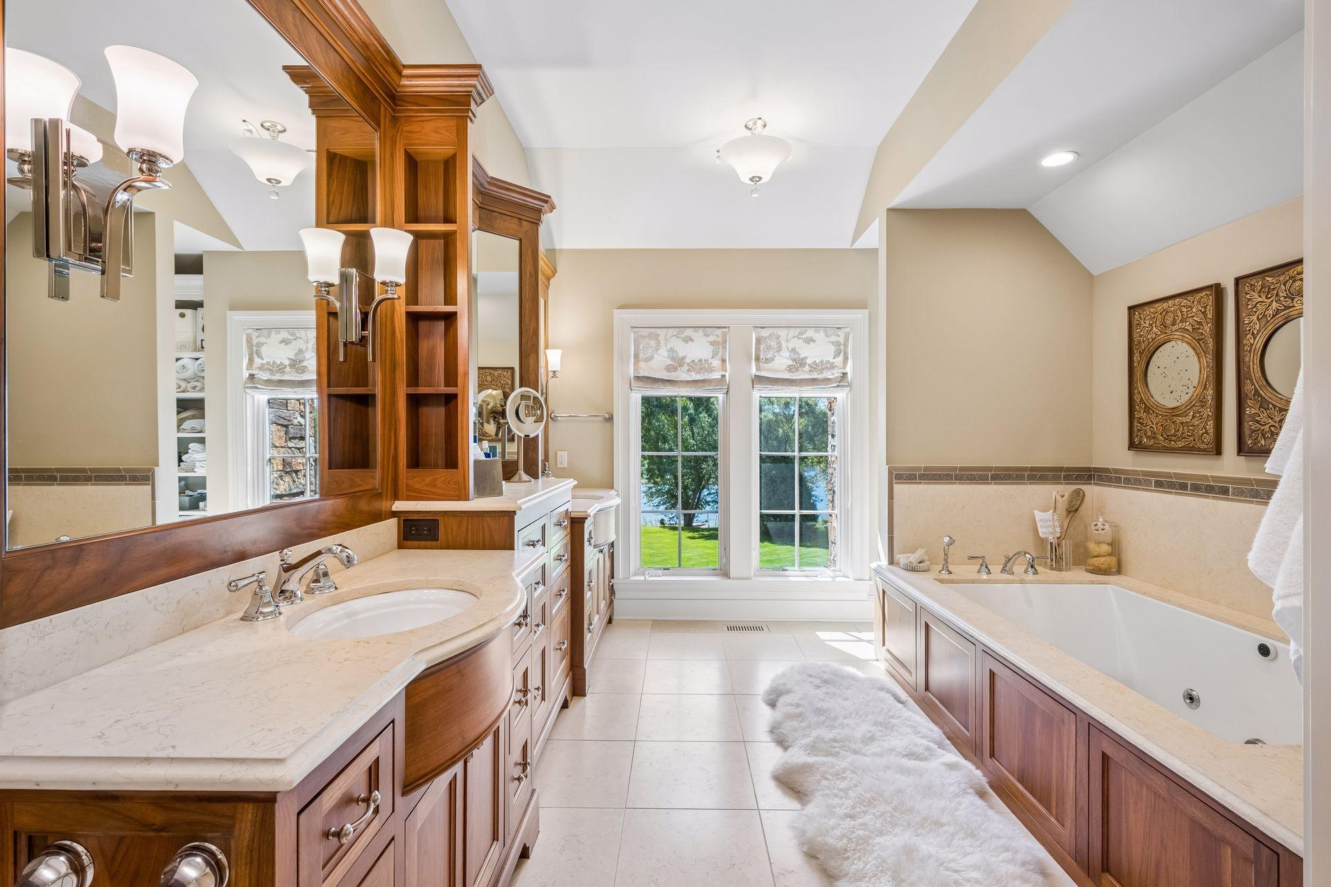 The spa-inspired primary bath offers a serene setting for beginning and ending each day.