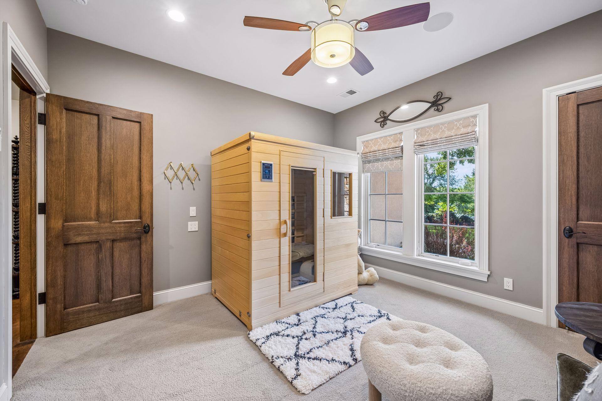 Three lower-level bedrooms provide comfortable accommodations for family and guests.