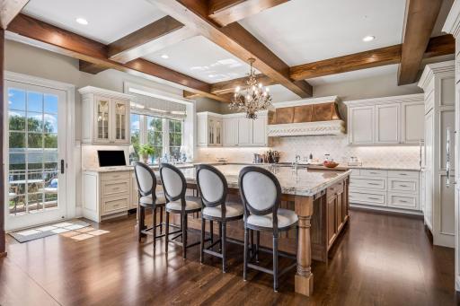 An oversized center island anchors the kitchen and provides generous gathering space.