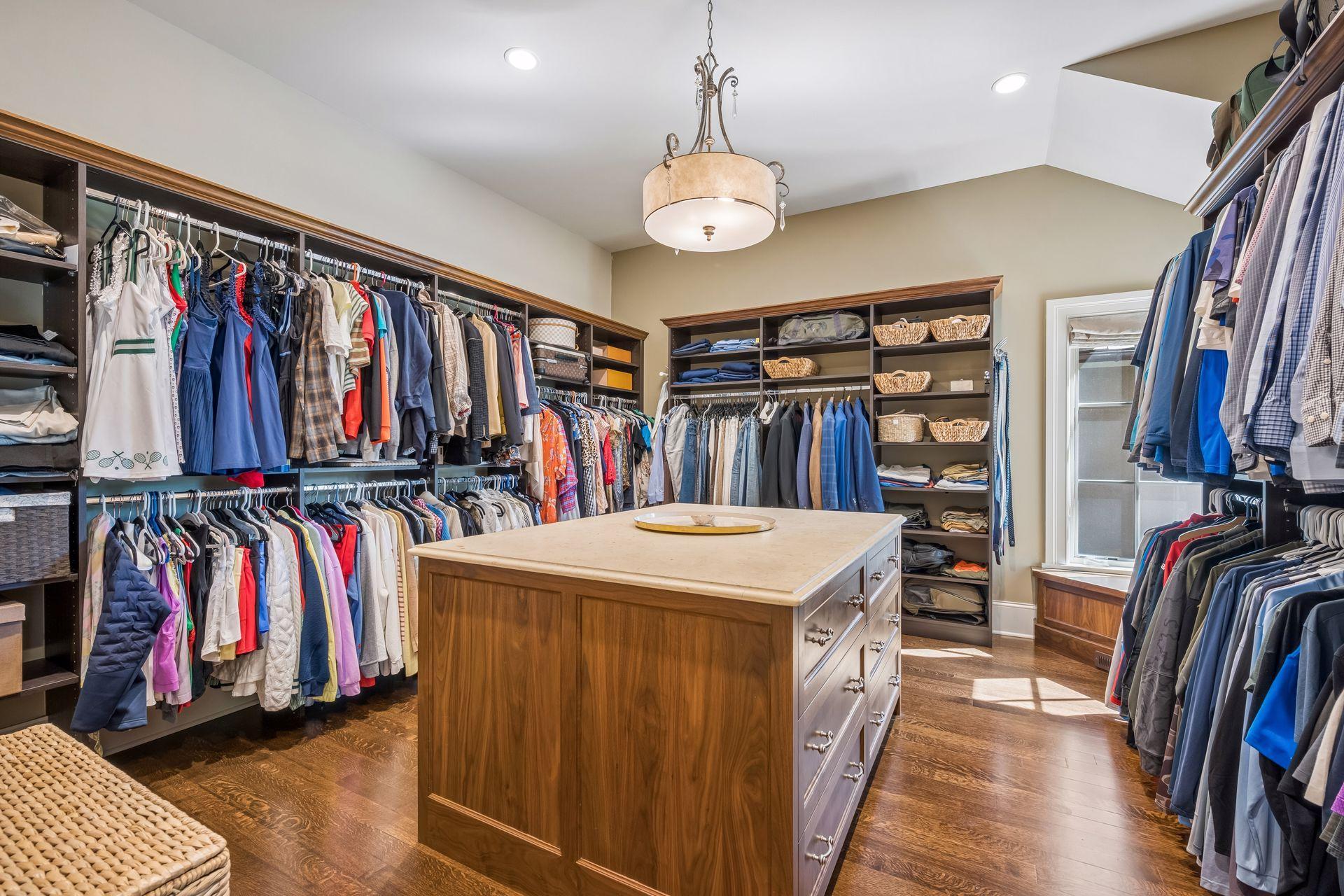 The extraordinary 14-by-15-foot walk-in closet is a destination in itself.