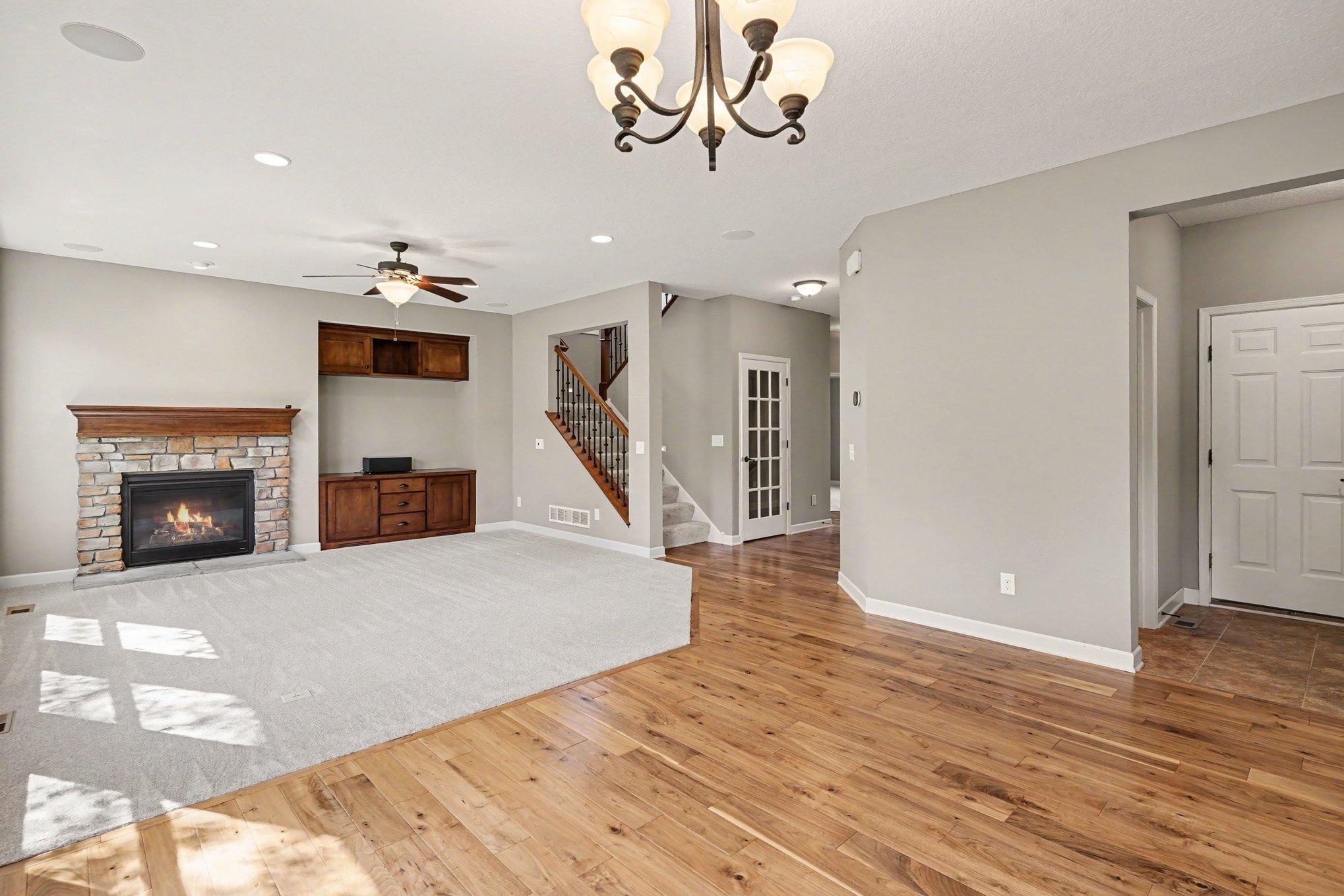 Dining area with beautiful hardwood floorw