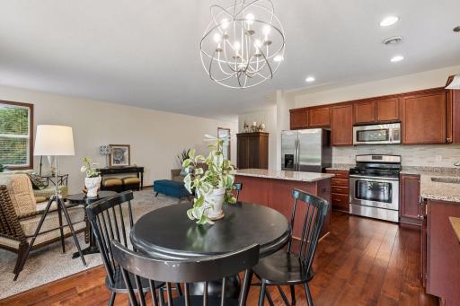 The dining area is ideal for everyday dining, but can easily be expanded to accommodate larger dinner parties.