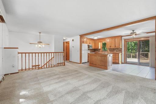 An open connection between the living room and kitchen creates a comfortable flow throughout the main level.