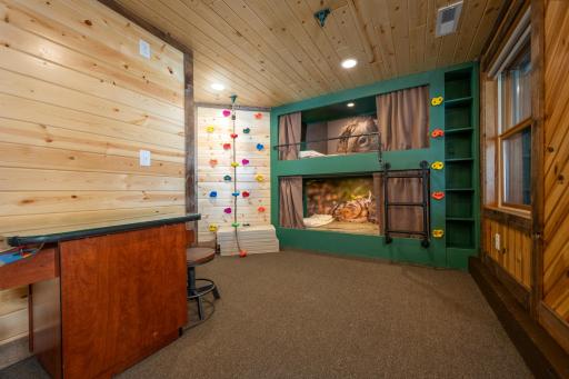 Lower Level w/arcade games & climbing wall