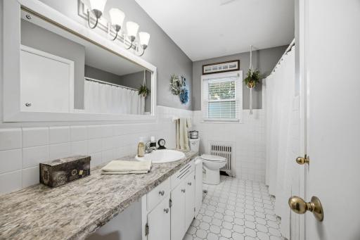 The main level full bath.