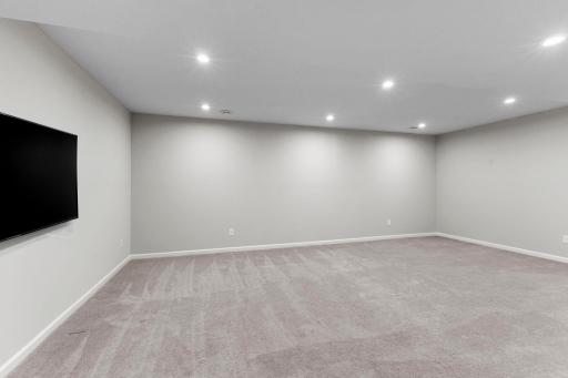The finished lower level adds a huge amount of flexible living space, with plenty of room for a large sectional, TV area, and game table. A great setup for movie nights, entertaining, or a kidsâ hangout space.
