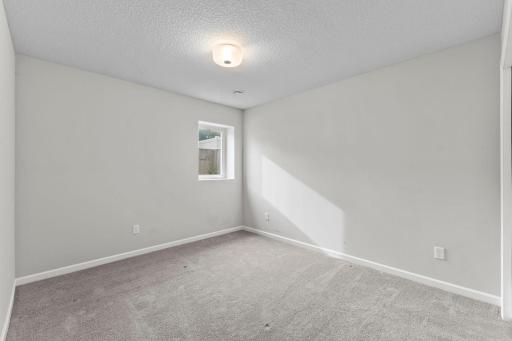 The lower-level bedroom provides additional private living space with a window for natural light. Perfect for guests, a home office, workout room, or additional bedroom.