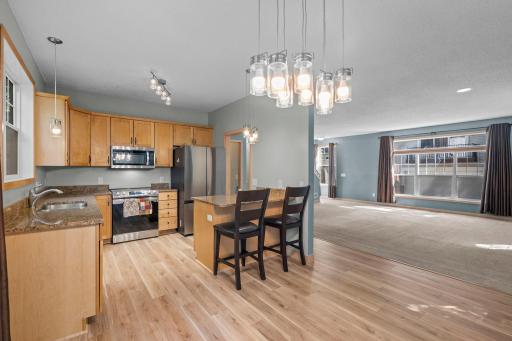Counter seating for casual meals or extra prep space.