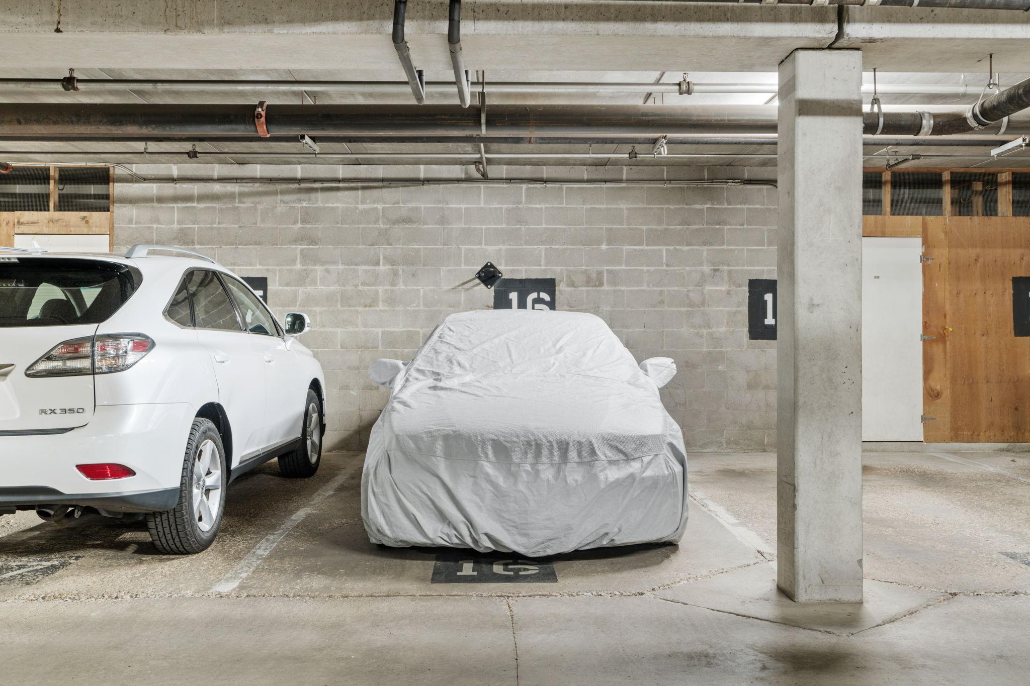No scraping the car off or getting into a cold car this winter in this heated, secure, underground parking garage.