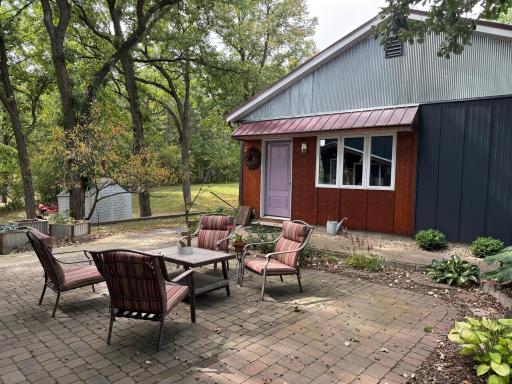 This is a view of the back side of the 26x30 garage. Notice the unique exterior and fun combination of siding materials.