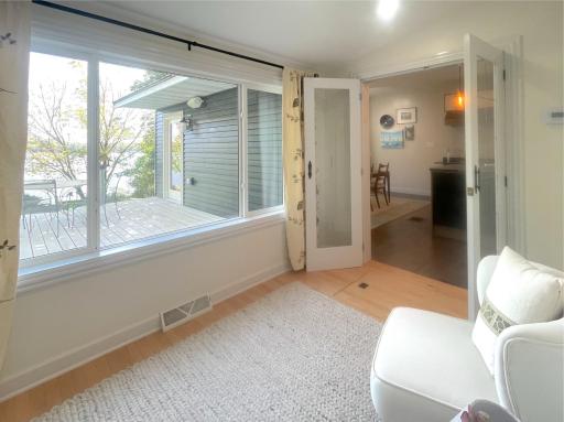The sitting room offers a pleasant view and features a hatch leading to the crawl space. All the utilities, all of which are new since the remodel are located in the crawl space.