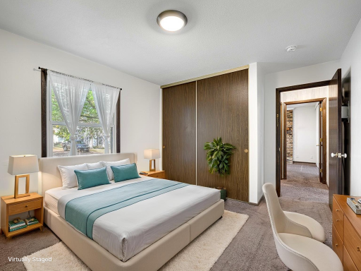 The owner's bedroom is also virtually staged.