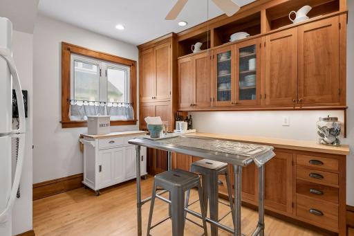 Custom-built kitchen cabinets and countertops.