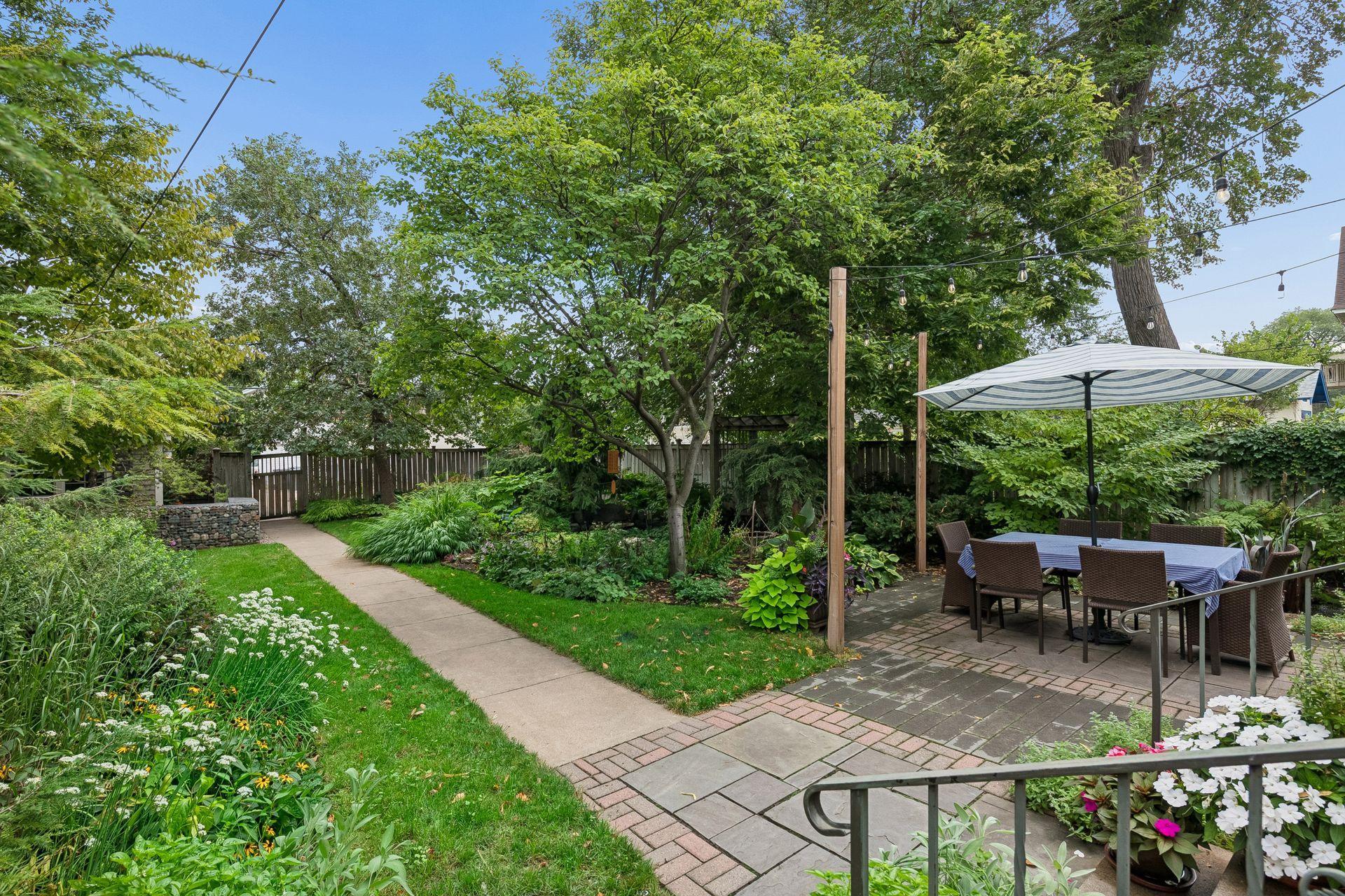A paver patio offers a wonderful place for outdoor dining and entertaining.
