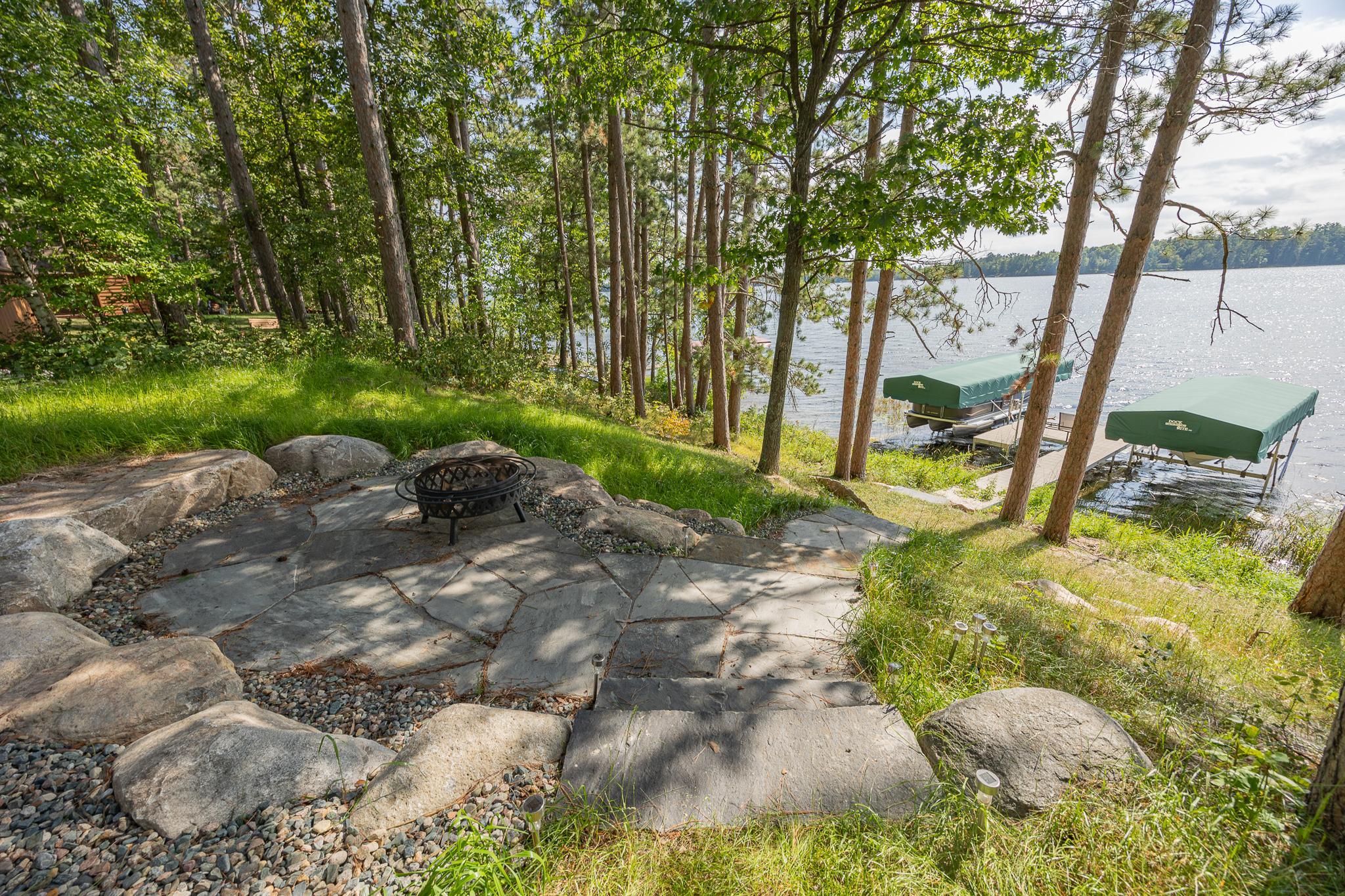 Paver patio with boulders